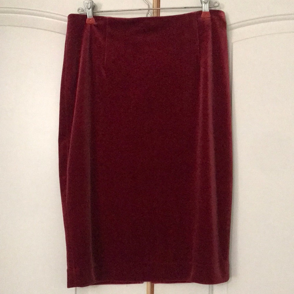 WHBM Elegant Red Velvet Skirt